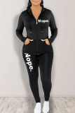 Red Casual Print Patchwork Zipper Hooded Collar Long Sleeve Two Pieces