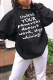 Black Casual Print Letter O Neck Tops