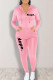 Pink Casual Print Patchwork Zipper Hooded Collar Long Sleeve Two Pieces