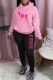 Pink Casual Print Letter Hooded Collar Long Sleeve Two Pieces