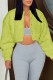 Fruit Green Casual Solid Cardigan O Neck Outerwear