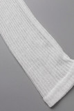 White Sexy Solid Hollowed Out Patchwork See-through Slit Asymmetrical Collar Irregular Dress Dresses
