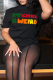 Black Casual Gradual Change Print Letter O Neck T-Shirts