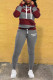 Grey Casual Striped Print Patchwork Hooded Collar Long Sleeve Two Pieces