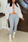 Pink Casual Solid Cardigan O Neck Outerwear