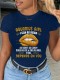 Navy Blue Street Lips Printed Patchwork O Neck T-Shirts