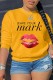 Yellow Casual Print Patchwork O Neck Tops