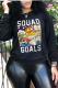 Black Cute Character Letter O Neck Tops