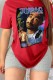 Red Street Print Patchwork O Neck T-Shirts