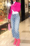 Pink Casual Solid Cardigan O Neck Outerwear