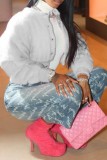 Pink Casual Solid Cardigan O Neck Outerwear