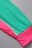 Colour Casual Print Patchwork Zipper Collar Straight Dresses