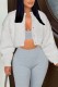 White Casual Solid Cardigan O Neck Outerwear