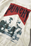 Grey Street Print Patchwork O Neck Tops
