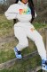 White Casual Print Letter Hooded Collar Long Sleeve Two Pieces