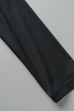 Black White Casual Sportswear Solid Patchwork Asymmetrical