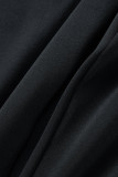 Black Casual Sportswear Solid Patchwork Pocket