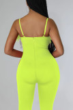 Red Sexy Solid Patchwork Feathers Spaghetti Strap Skinny Jumpsuits