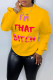 Yellow Daily Print Letter O Neck Tops