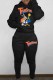 Black Sportswear Character Print Letter Hooded Collar Long Sleeve Two Pieces