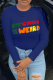 Navy Blue Street Gradual Change Print Letter O Neck Tops