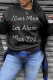 Black Street Print Letter O Neck Tops