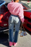 Pink Casual Solid Cardigan O Neck Outerwear