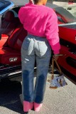 Pink Casual Solid Cardigan O Neck Outerwear