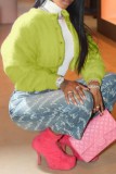 Pink Casual Solid Cardigan O Neck Outerwear