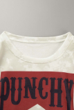 Grey Street Print Patchwork O Neck Tops