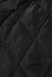 Black Street Print Patchwork Zipper Collar Outerwear