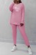 Pink Casual Print Letter O Neck Long Sleeve Two Pieces