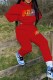 Red Casual Print Letter Hooded Collar Long Sleeve Two Pieces