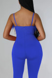 Red Sexy Solid Patchwork Feathers Spaghetti Strap Skinny Jumpsuits