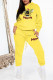 Yellow Casual Print Patchwork Hooded Collar Long Sleeve Two Pieces