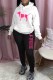 White Casual Print Letter Hooded Collar Long Sleeve Two Pieces