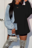 White Casual Solid Patchwork O Neck Tops