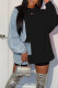 Black Casual Solid Patchwork O Neck Tops