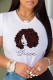 White Vintage Print Patchwork O Neck T-Shirts