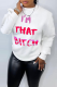 White Daily Print Letter O Neck Tops