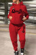 Red Casual Print Patchwork Hooded Collar Long Sleeve Two Pieces