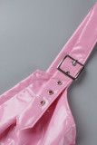 Pink Sexy Solid Patchwork Backless V Neck Sleeveless Dress Dresses