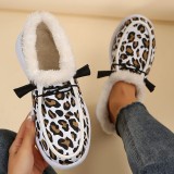 White Casual Patchwork Printing Round Keep Warm Comfortable Flats Shoes