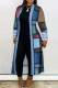 Blue Sexy Street Print Patchwork Cardigan Collar Outerwear