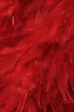 Red Sexy Solid Sequins Patchwork Feathers Off the Shoulder One Step Skirt Dresses