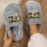Grey Casual Living Patchwork Solid Color Round Keep Warm Comfortable Shoes