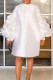 White Casual Solid Patchwork Fold O Neck Straight Dresses