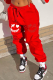 Red Street Print Draw String Harlan Mid Waist Harlan Positioning Print Bottoms
