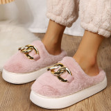 White Casual Living Patchwork Solid Color Round Keep Warm Comfortable Shoes