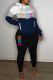 White Casual Print Patchwork Hooded Collar Long Sleeve Two Pieces
